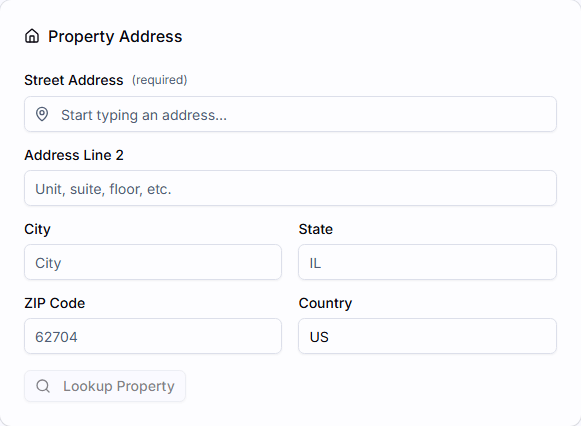 The address section of the order form