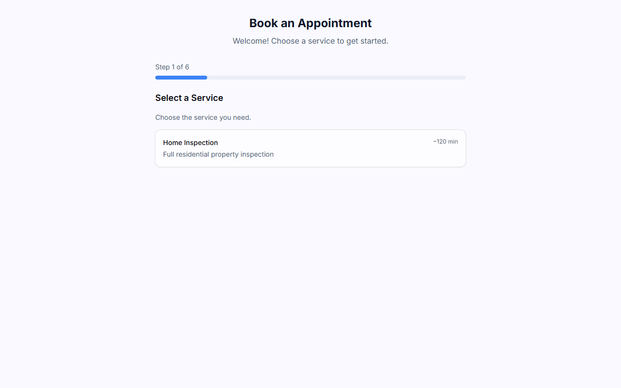The public booking page as clients see it